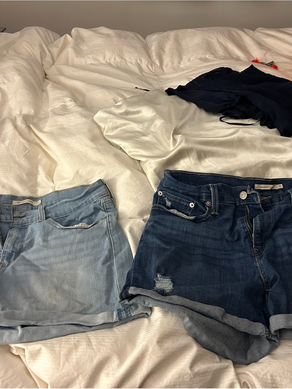 Levi's Women's Denim Short Set — Light Blue & Dark Blue